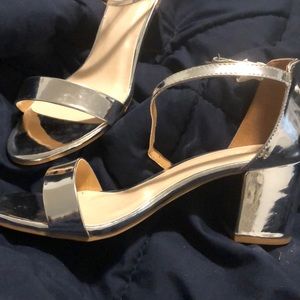 Silver metallic heels